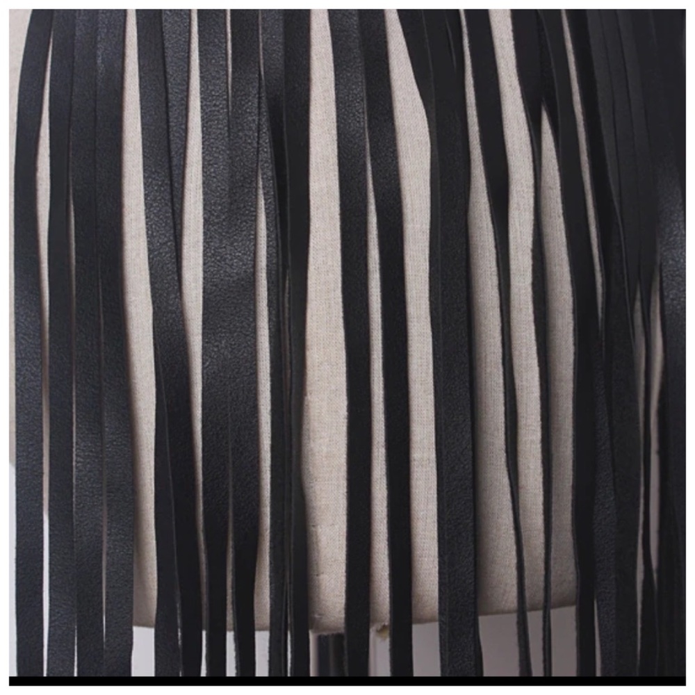 Black Vegan Leather Fringe Belt - Picture 6 of 6